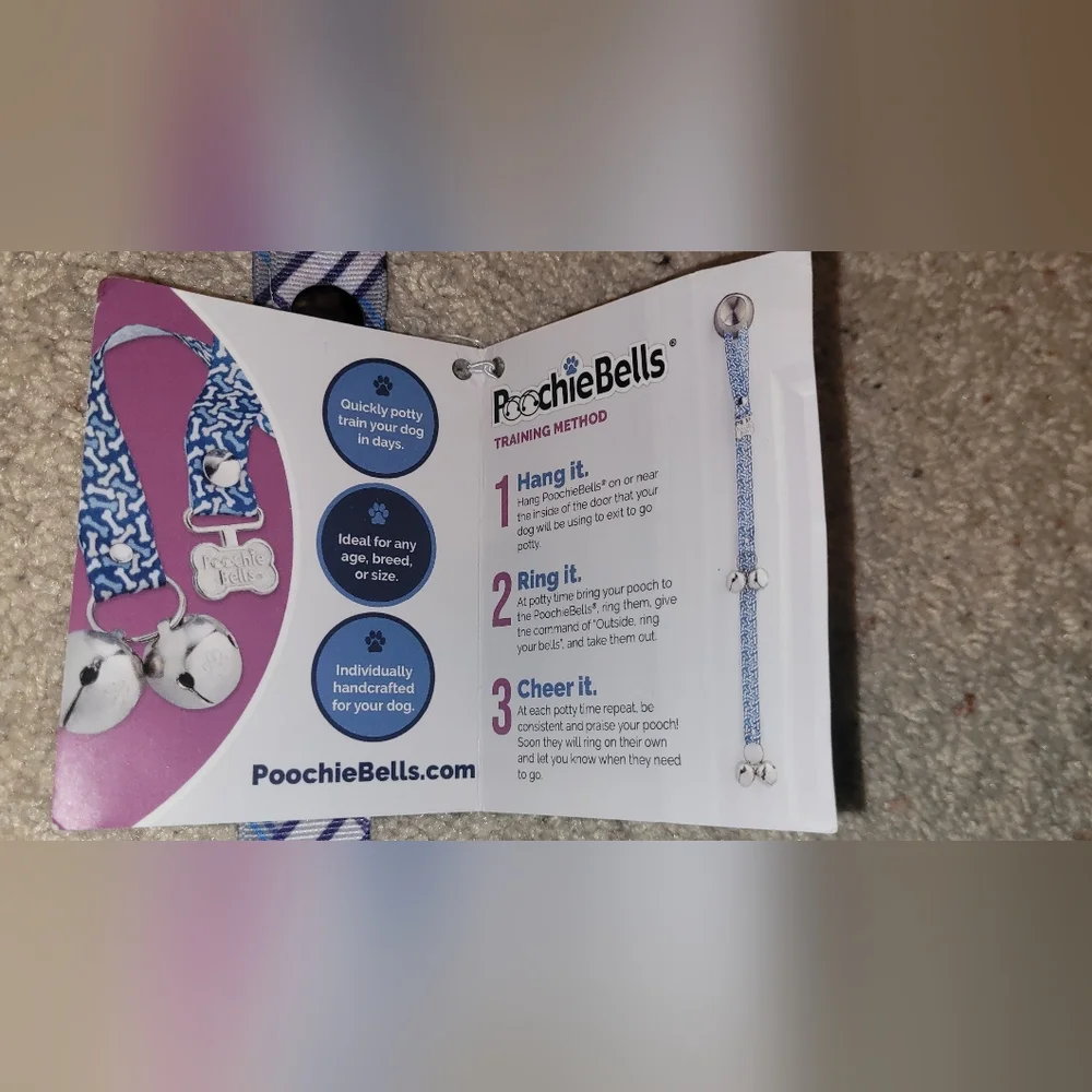 NWT POOCHIE BELLS, DOG TRAINER, DOG DOORBELL,DOG POTTY TRAINING BELLS, CHEWY.COM